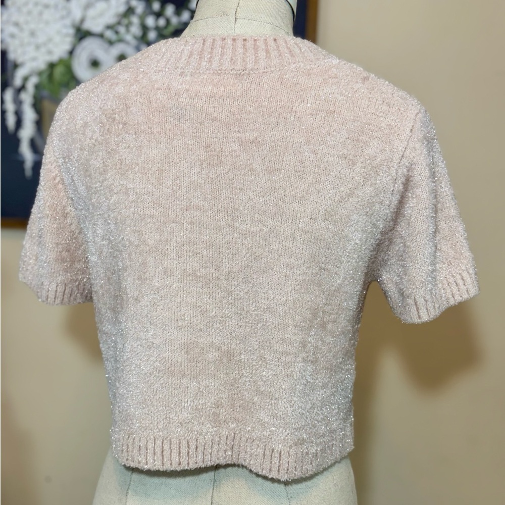 Lovers + Friends Crop Blush Sparkle Knit Sweater - Picture 2 of 8